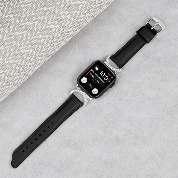 Nydelig Ægte Læder Universal Rem passer til Apple Smartwatch - Sort#serie_3