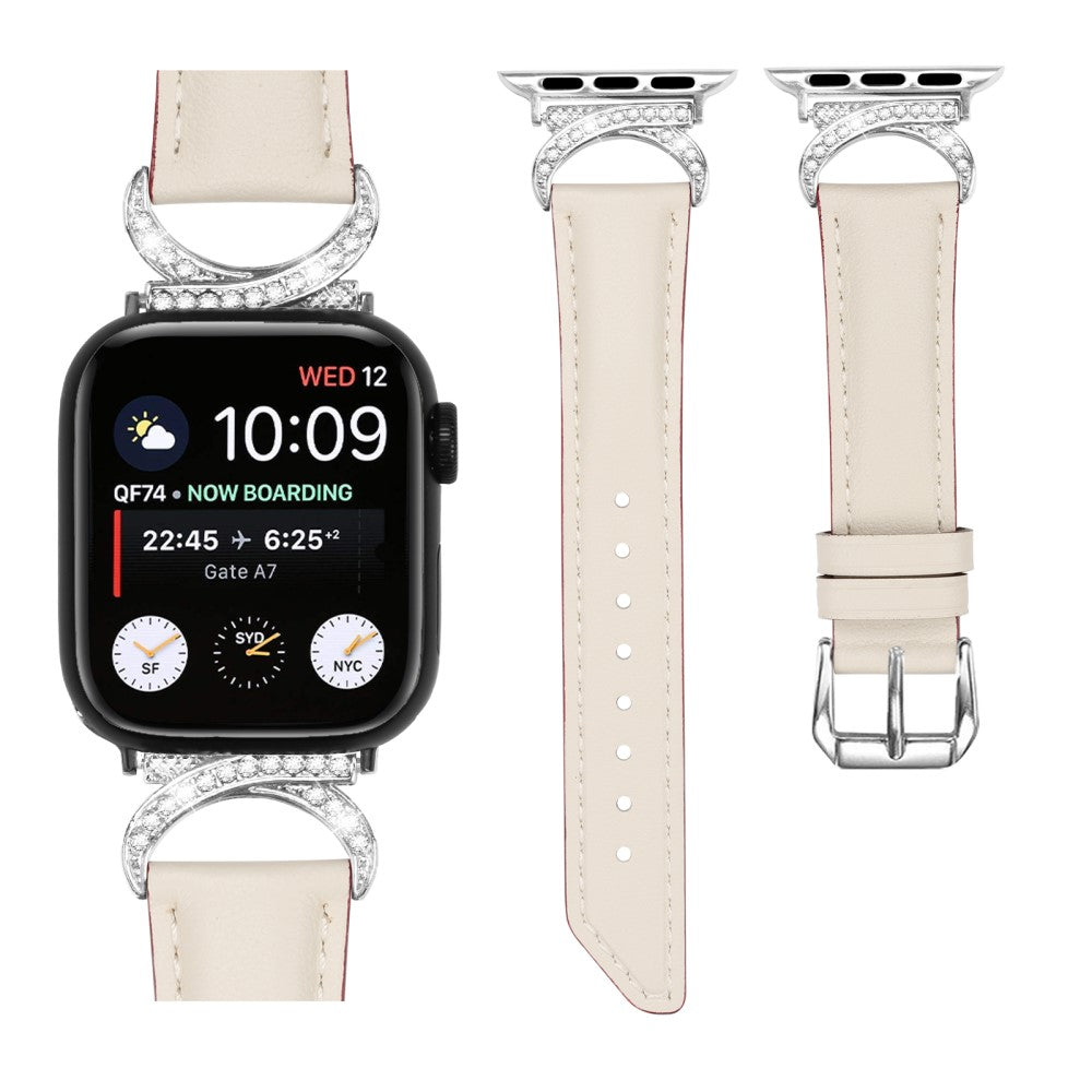 Nydelig Ægte Læder Universal Rem passer til Apple Smartwatch - Hvid#serie_5