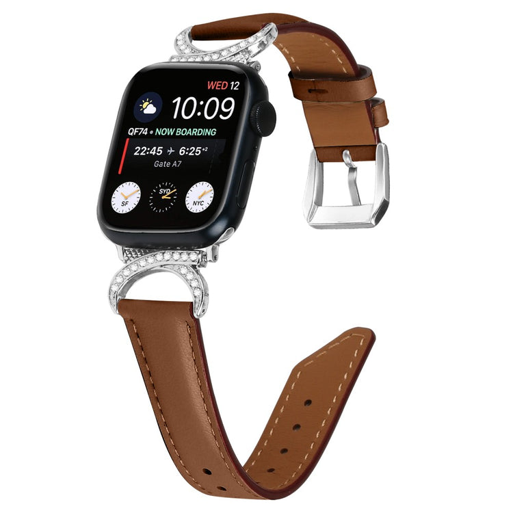 Nydelig Ægte Læder Universal Rem passer til Apple Smartwatch - Brun#serie_6