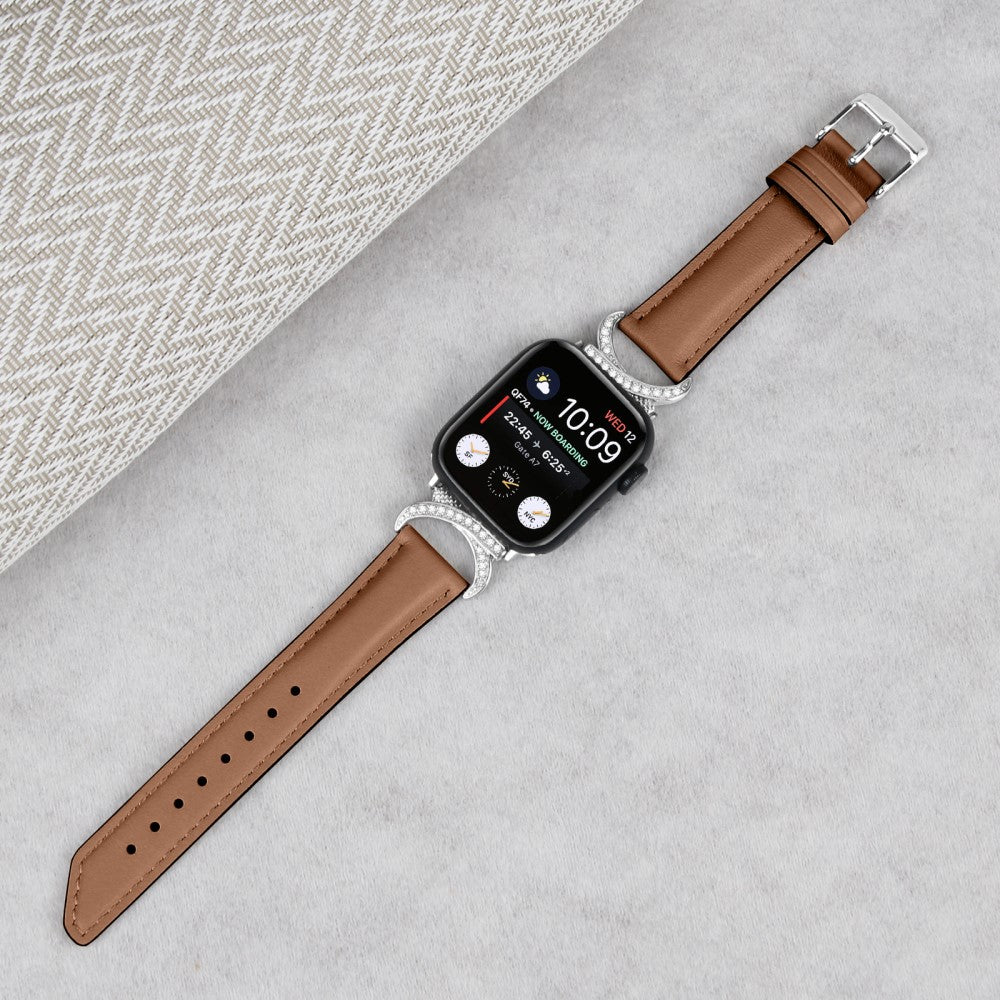 Nydelig Ægte Læder Universal Rem passer til Apple Smartwatch - Brun#serie_6