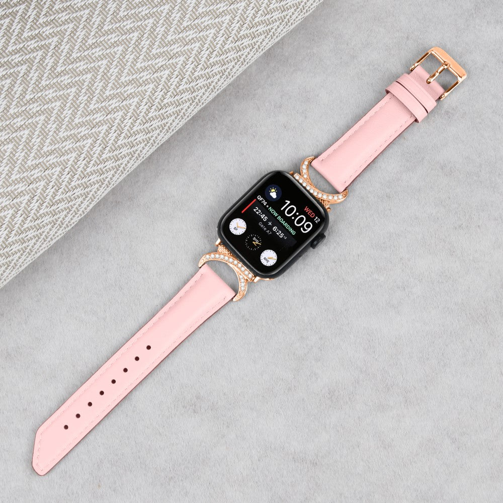 Mega Slidstærk Ægte Læder Universal Rem passer til Apple Smartwatch - Pink#serie_2