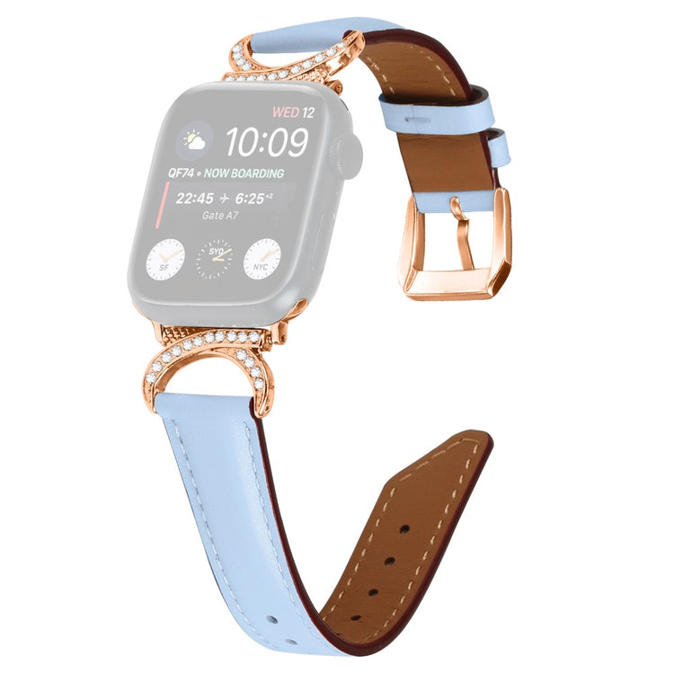 Mega Slidstærk Ægte Læder Universal Rem passer til Apple Smartwatch - Blå#serie_4