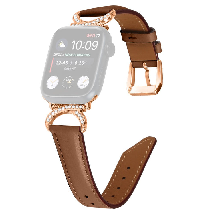 Mega Slidstærk Ægte Læder Universal Rem passer til Apple Smartwatch - Brun#serie_6