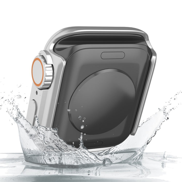 Super Flot Universal Cover med Skærmbeskytter i Plastik og Hærdet Glas passer til Apple Watch Series 8 (45mm) / Apple Watch Series 7 45mm - Sølv#serie_5