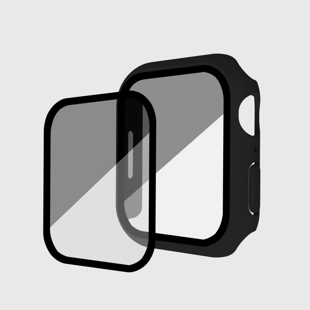 Mega Godt Universal Cover med Skærmbeskytter i Plastik og Hærdet Glas passer til Apple Watch Series 8 (45mm) / Apple Watch Series 7 45mm - Sort#serie_1