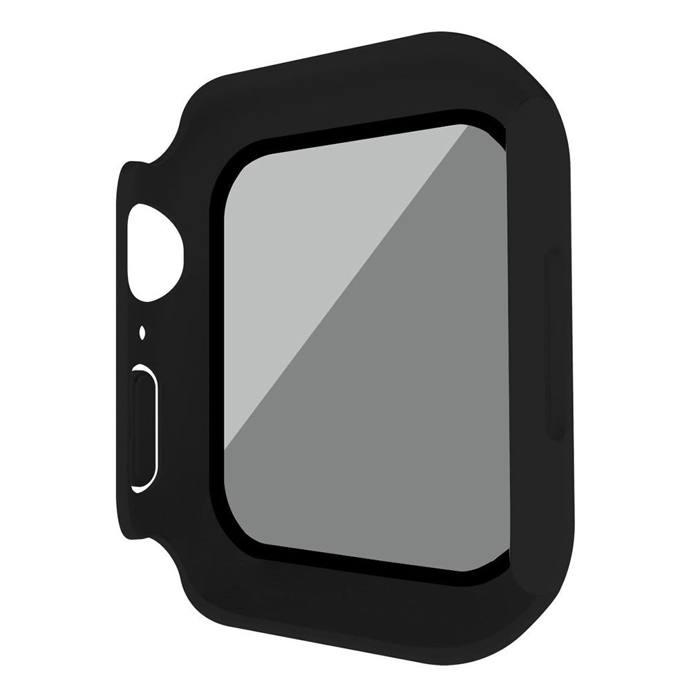 Mega Godt Universal Cover med Skærmbeskytter i Plastik og Hærdet Glas passer til Apple Watch Series 8 (45mm) / Apple Watch Series 7 45mm - Sort#serie_1