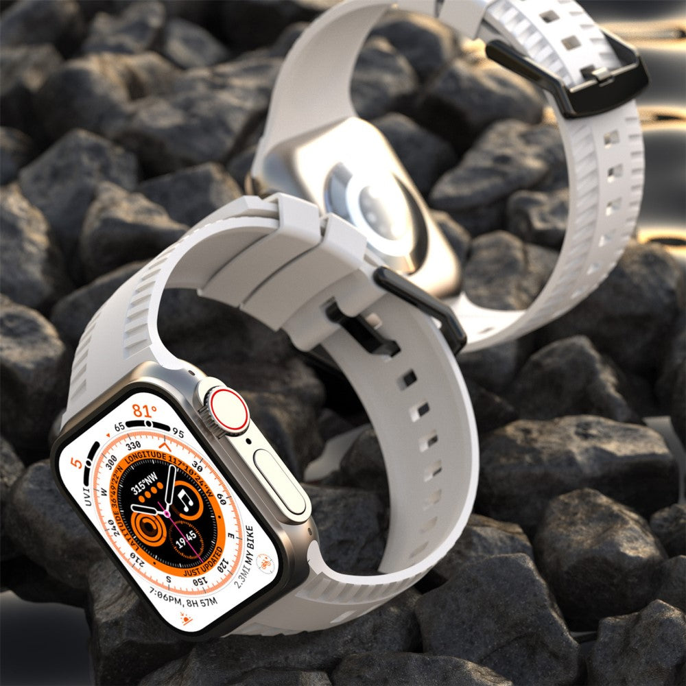 Godt Metal Og Silikone Universal Rem passer til Apple Smartwatch - Hvid#serie_2