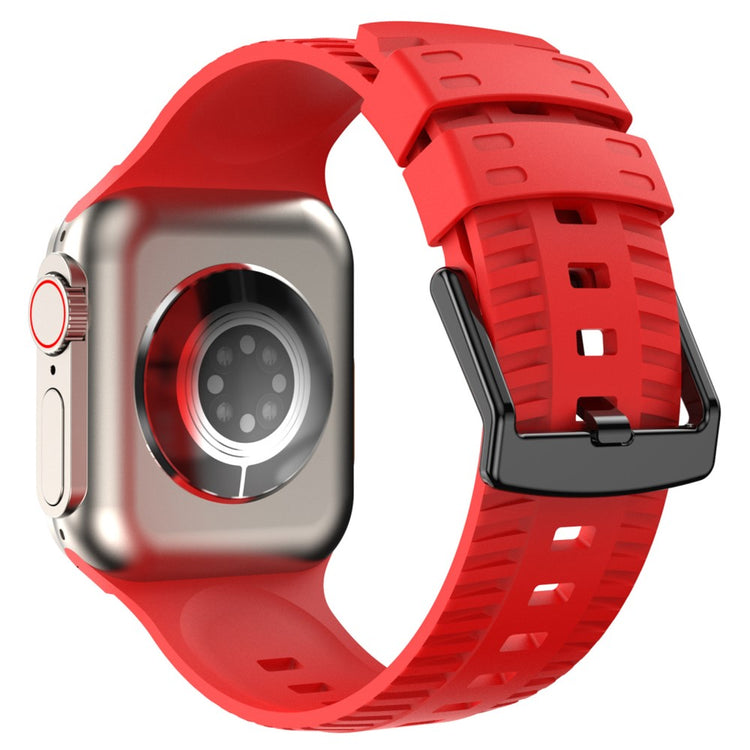 Godt Metal Og Silikone Universal Rem passer til Apple Smartwatch - Rød#serie_4