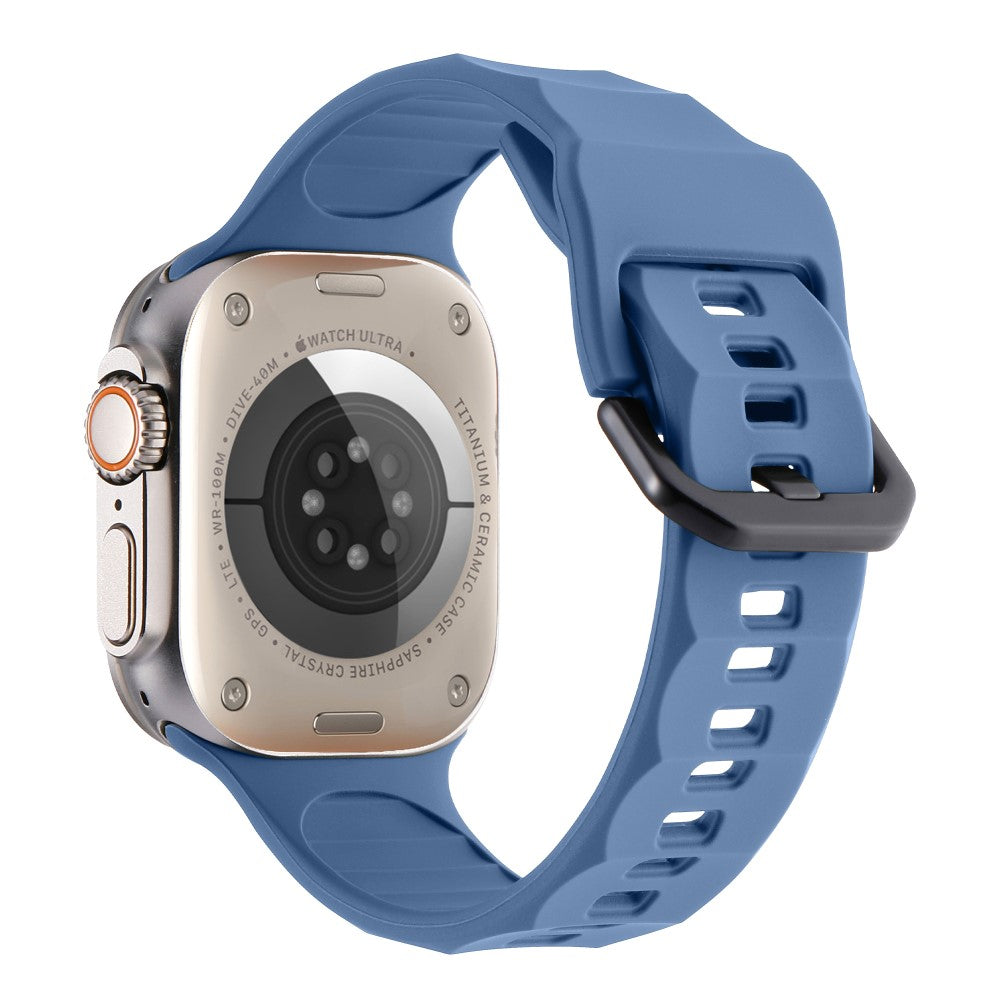 Glimrende Metal Og Silikone Universal Rem passer til Apple Smartwatch - Blå#serie_10