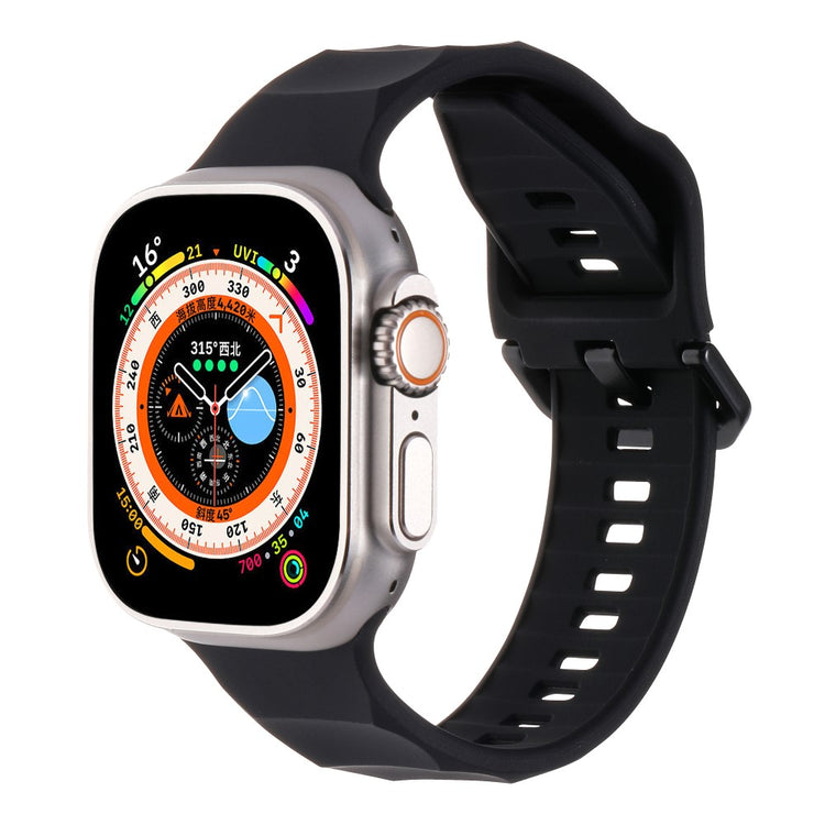Glimrende Metal Og Silikone Universal Rem passer til Apple Smartwatch - Sort#serie_6