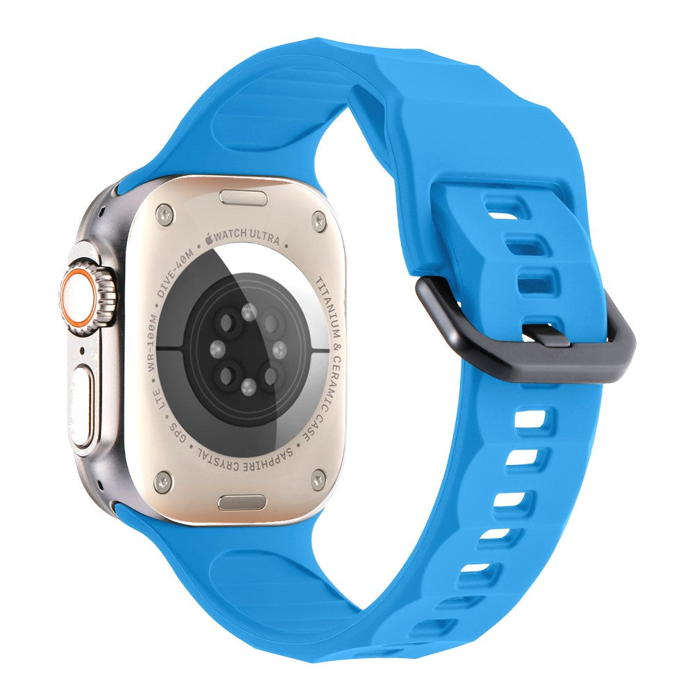 Glimrende Metal Og Silikone Universal Rem passer til Apple Smartwatch - Blå#serie_9