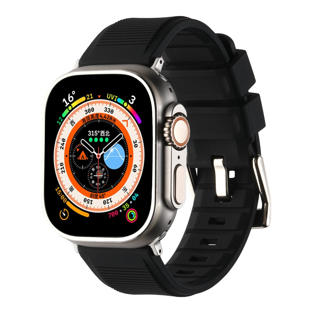 Meget Holdbart Silikone Universal Rem passer til Apple Smartwatch - Sort#serie_2
