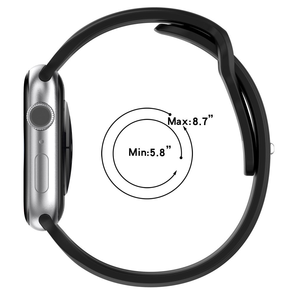 Mega Fed Silikone Universal Rem passer til Apple Smartwatch - Sort#serie_1