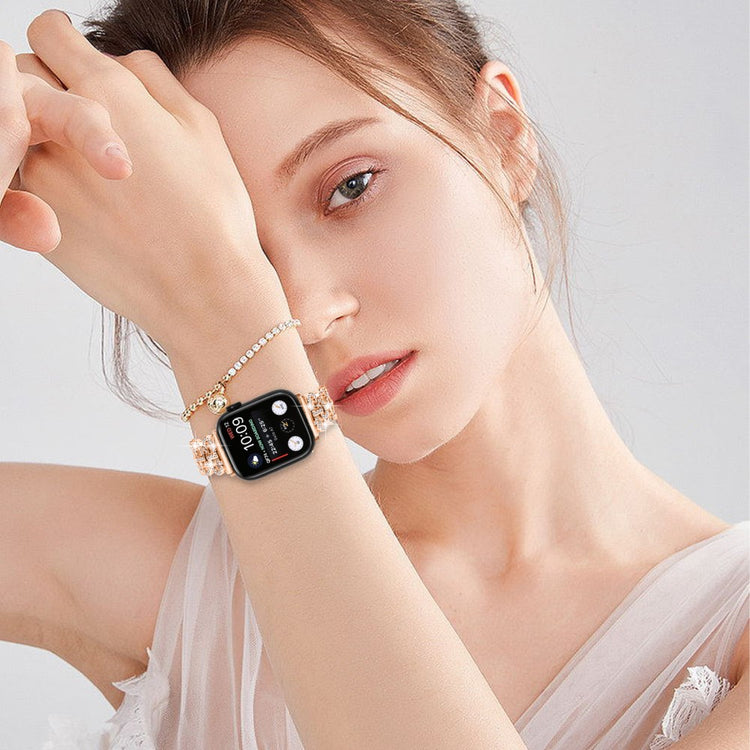 Super Fed Metal Og Rhinsten Universal Rem passer til Apple Smartwatch - Pink#serie_3