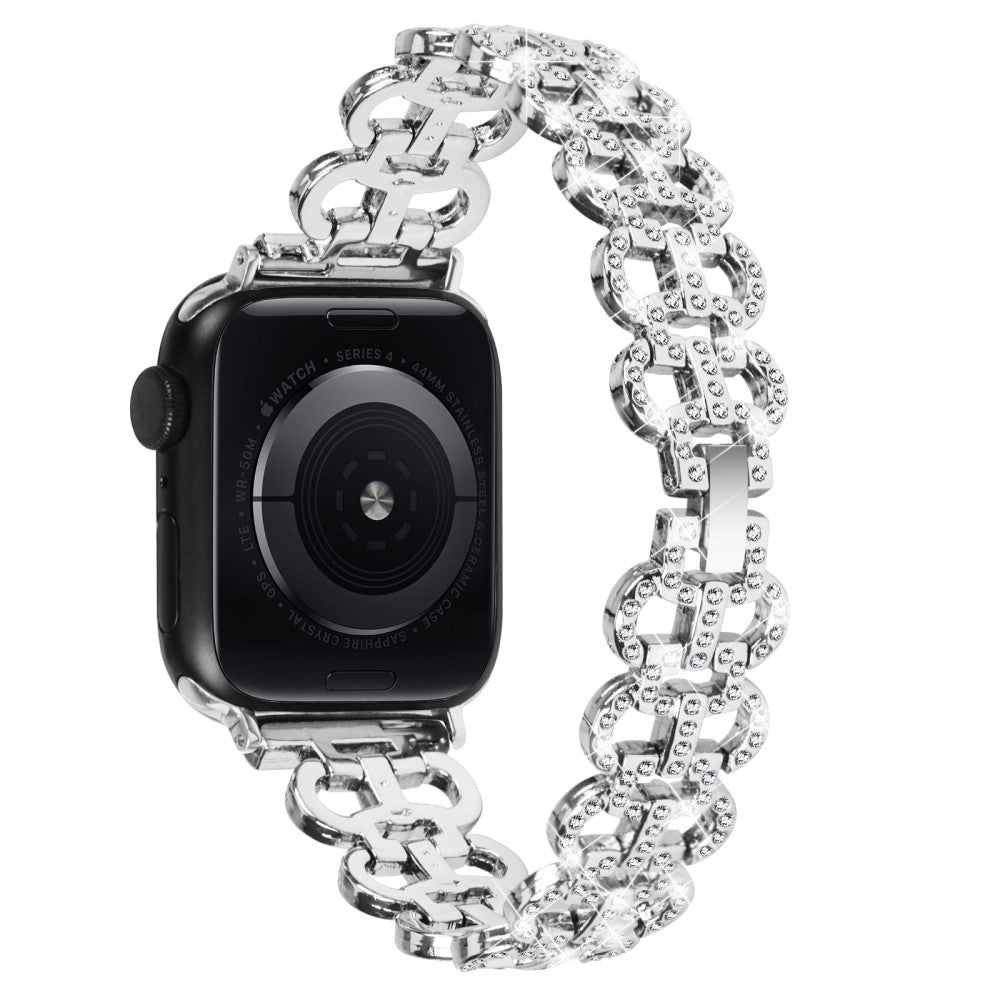 Super Fed Metal Og Rhinsten Universal Rem passer til Apple Smartwatch - Sølv#serie_4