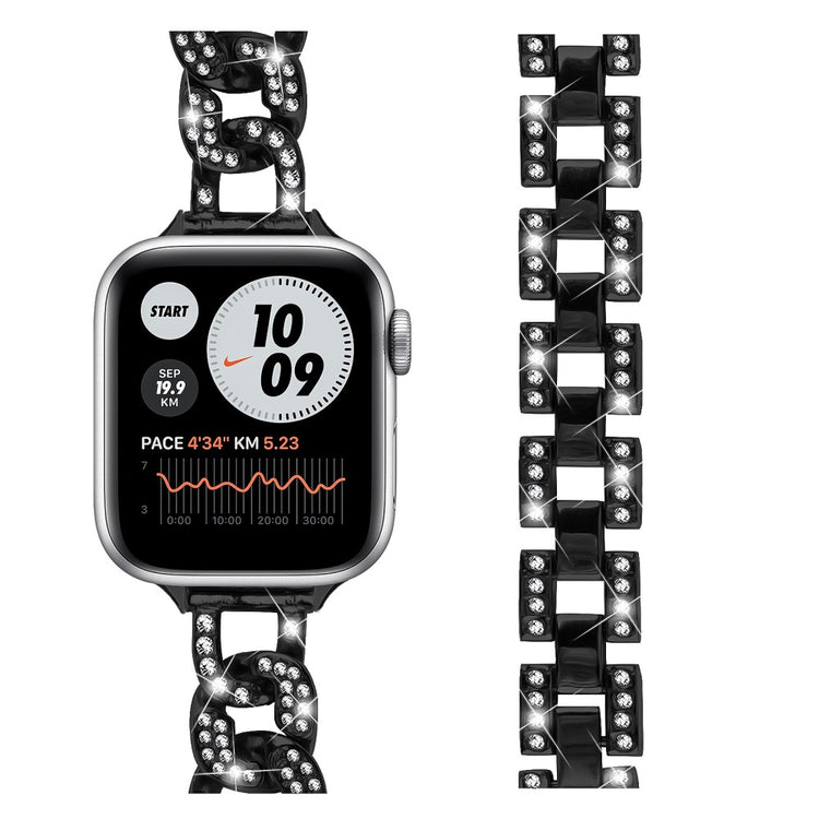 Super Cool Metal Og Rhinsten Universal Rem passer til Apple Smartwatch - Sort#serie_1