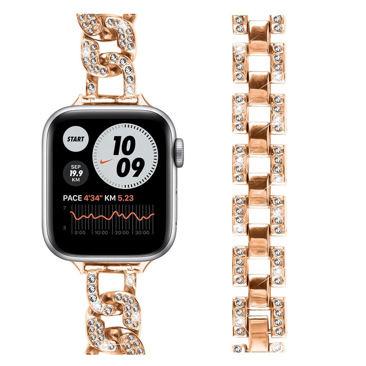 Super Cool Metal Og Rhinsten Universal Rem passer til Apple Smartwatch - Pink#serie_2