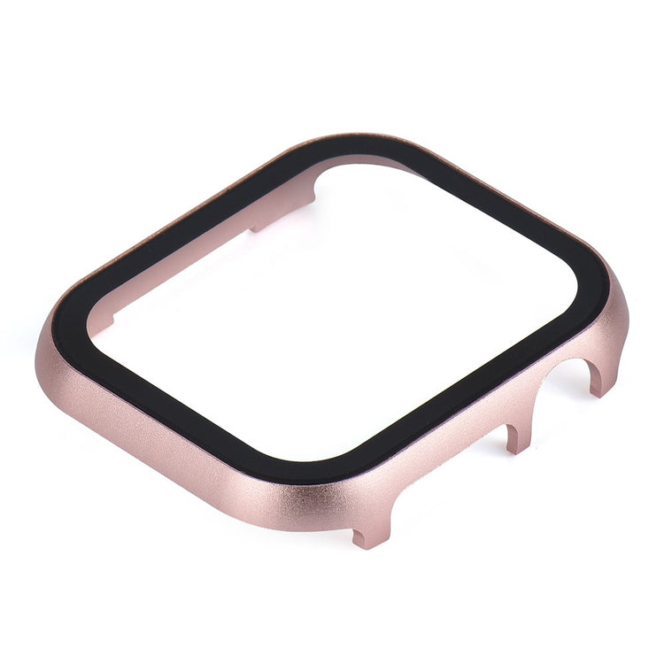 Super Fed Universal Cover med Skærmbeskytter i Metal og Hærdet Glas passer til Apple Smartwatch - Pink#serie_4