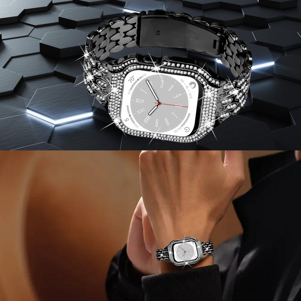 Meget Godt Metal Og Rhinsten Universal Rem passer til Apple Smartwatch - Sort#serie_1