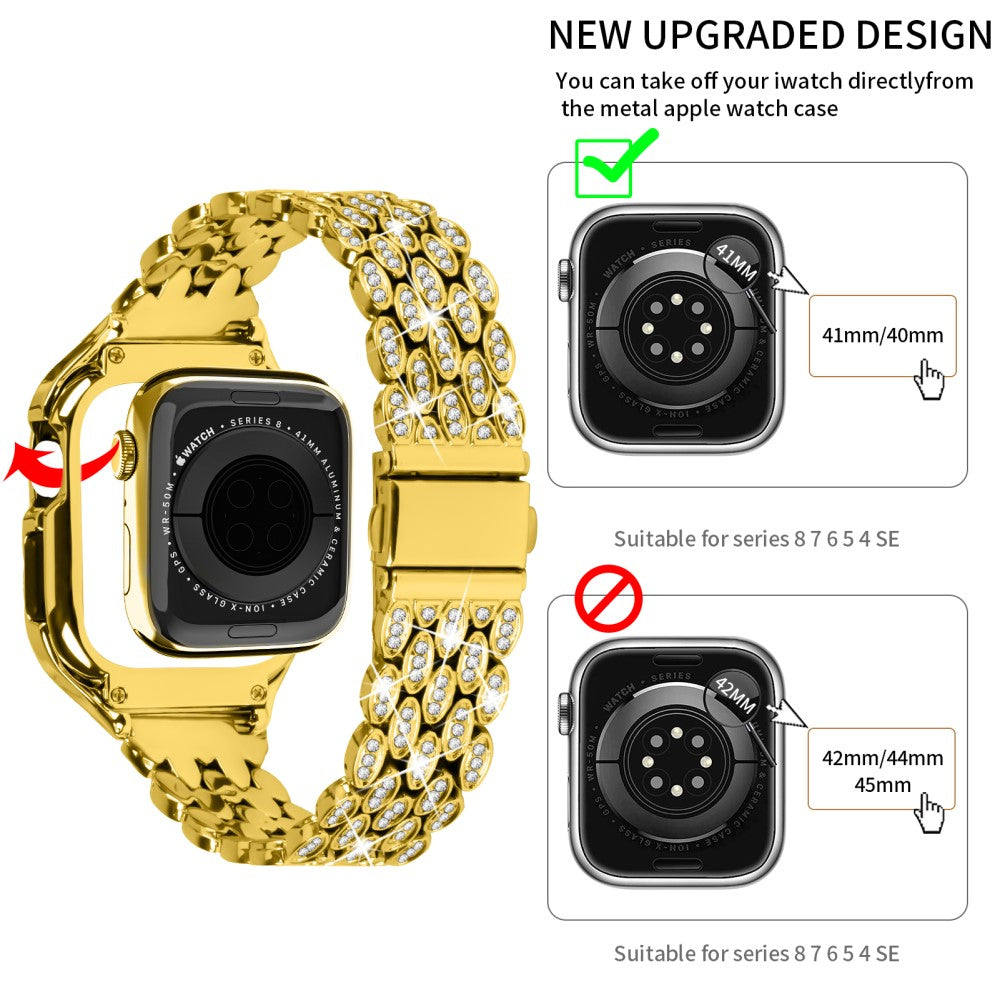 Meget Godt Metal Og Rhinsten Universal Rem passer til Apple Smartwatch - Guld#serie_2