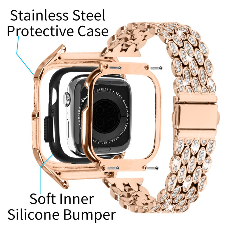 Meget Godt Metal Og Rhinsten Universal Rem passer til Apple Smartwatch - Pink#serie_3