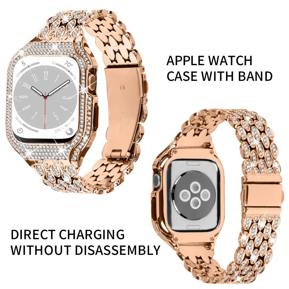 Meget Godt Metal Og Rhinsten Universal Rem passer til Apple Smartwatch - Pink#serie_3
