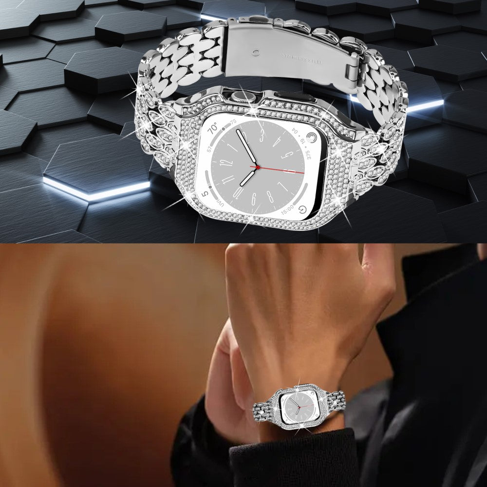 Meget Godt Metal Og Rhinsten Universal Rem passer til Apple Smartwatch - Sølv#serie_4