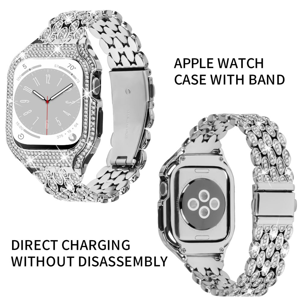 Meget Godt Metal Og Rhinsten Universal Rem passer til Apple Smartwatch - Sølv#serie_4