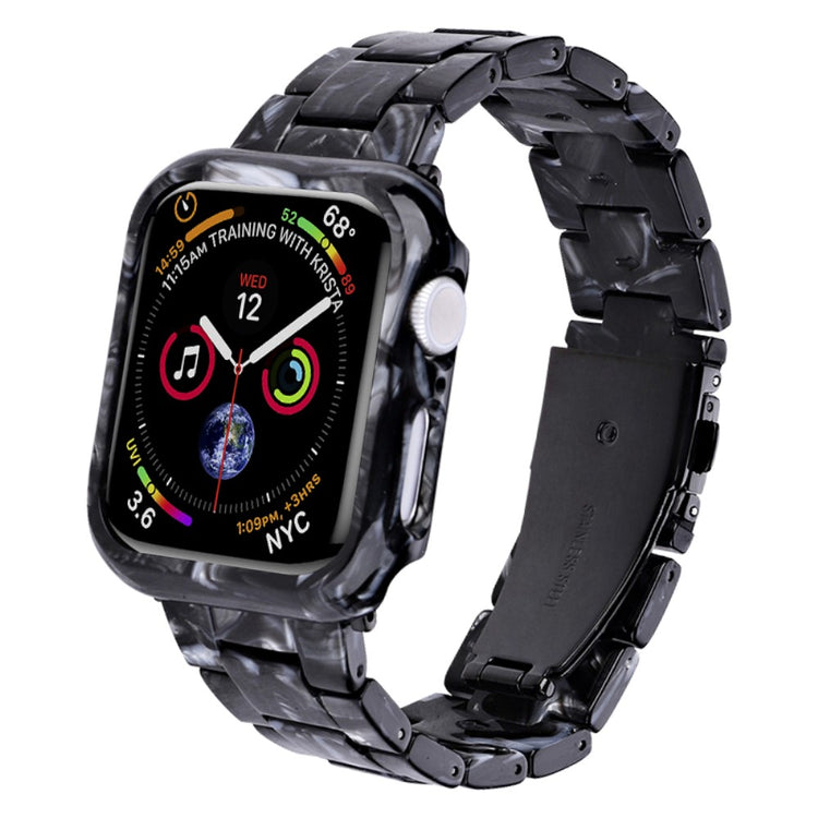 Flot Metal Og Plastik Universal Rem passer til Apple Smartwatch - Sort#serie_6