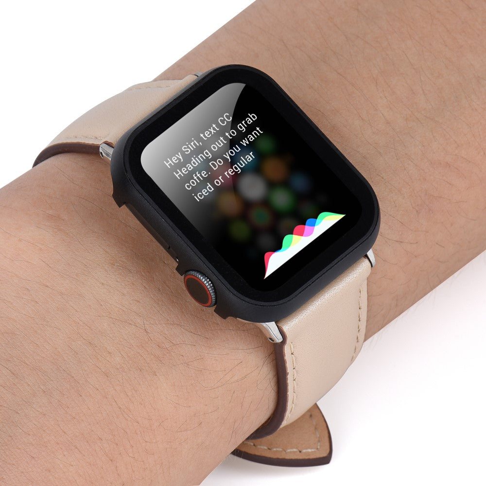 Mega Fed Universal Cover med Skærmbeskytter i Metal og Hærdet Glas passer til Apple Smartwatch - Sort#serie_1