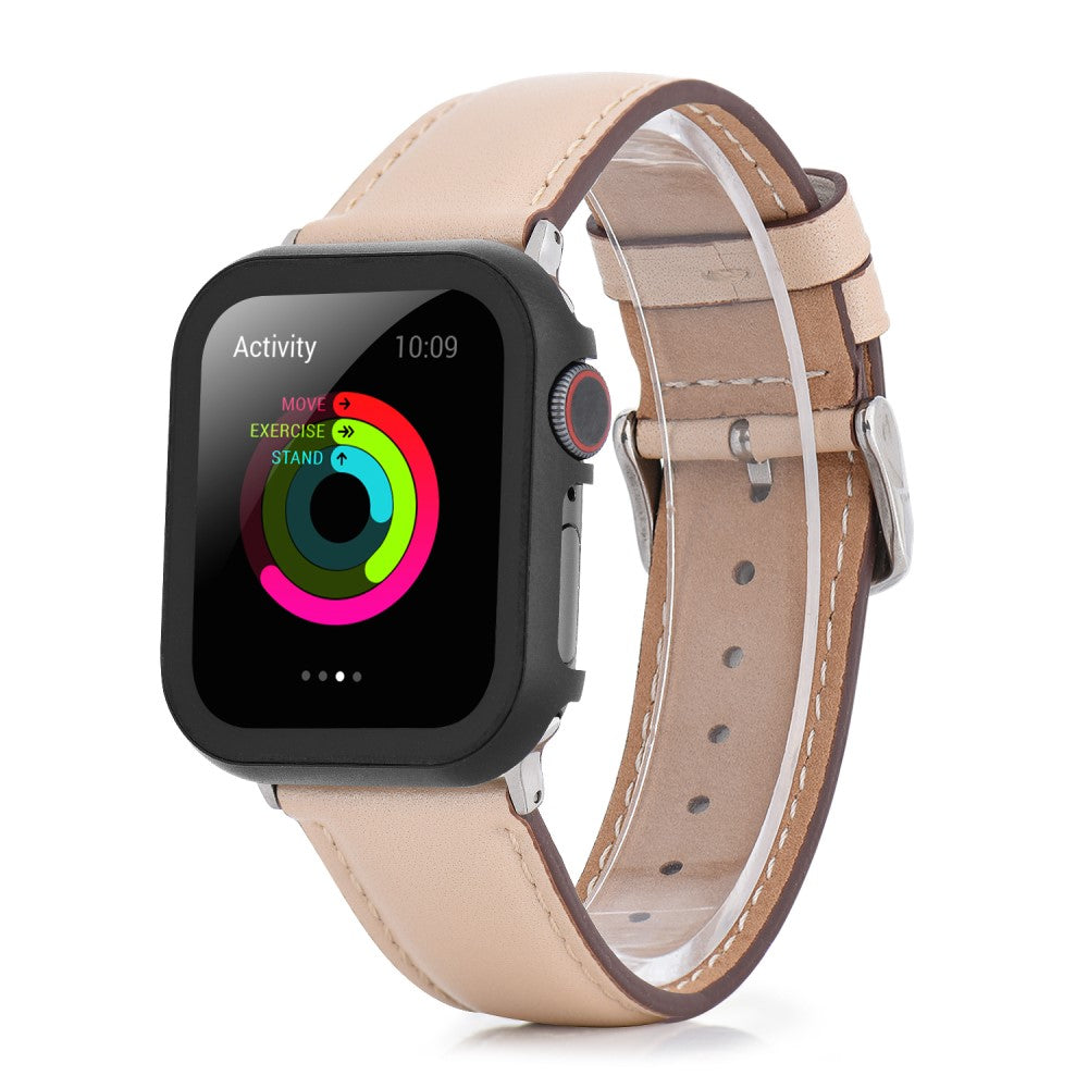 Mega Fed Universal Cover med Skærmbeskytter i Metal og Hærdet Glas passer til Apple Smartwatch - Sort#serie_1