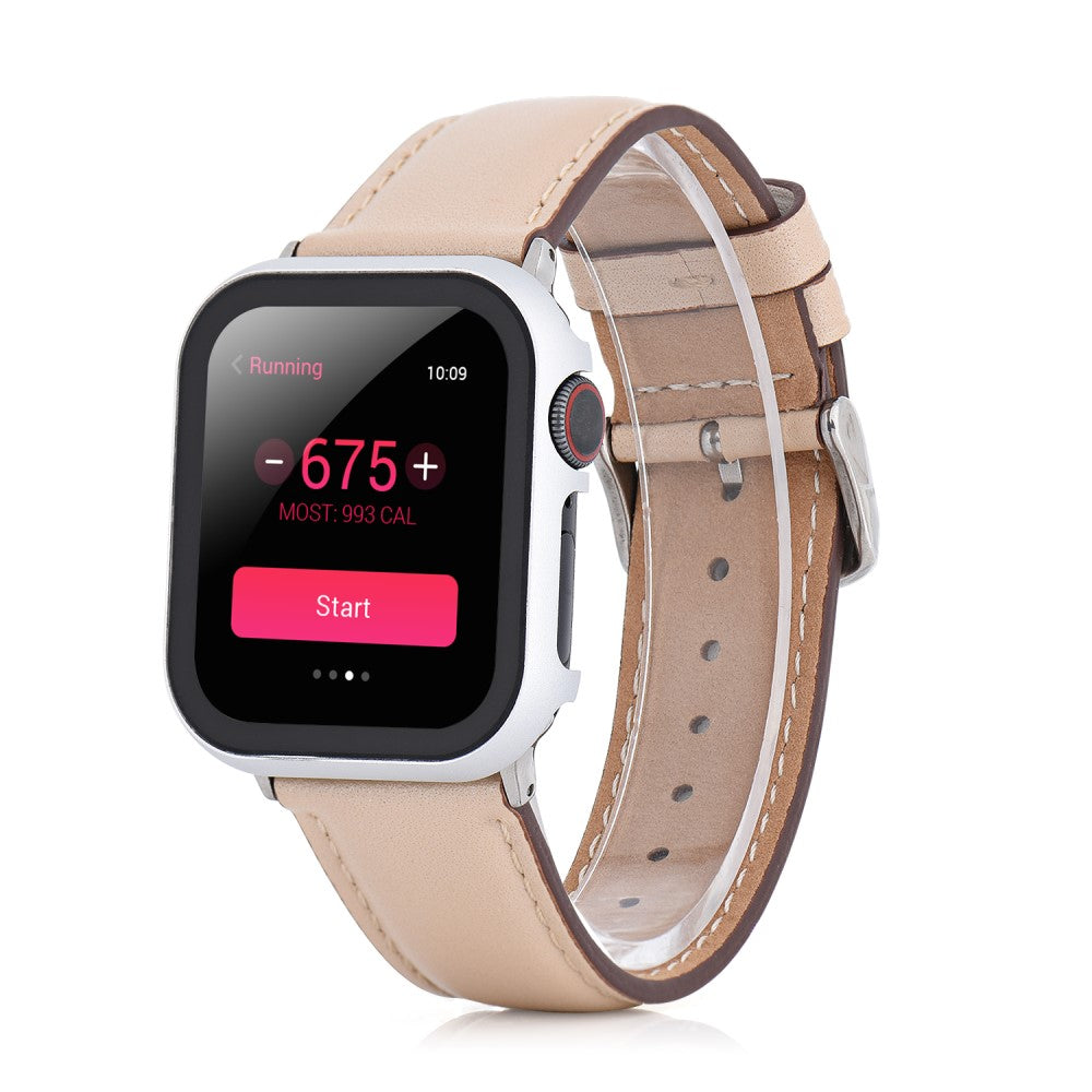 Mega Fed Universal Cover med Skærmbeskytter i Metal og Hærdet Glas passer til Apple Smartwatch - Sølv#serie_2