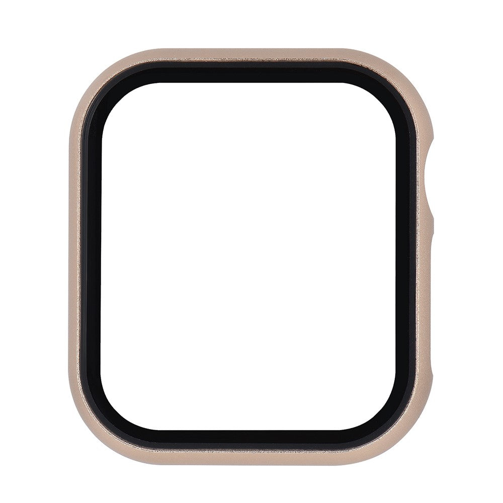 Mega Fed Universal Cover med Skærmbeskytter i Metal og Hærdet Glas passer til Apple Smartwatch - Guld#serie_3