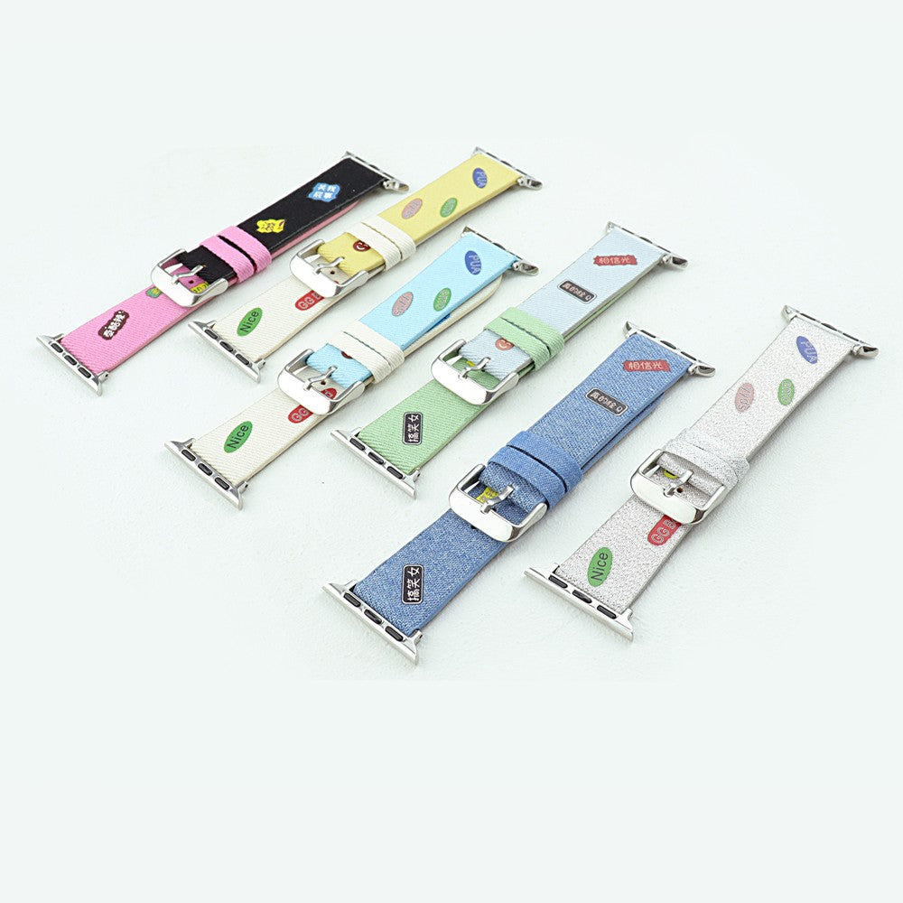Apple Watch Series 9 45mm / Ultra 2 cute words nylon strap - Baby Blue / Green#serie_2