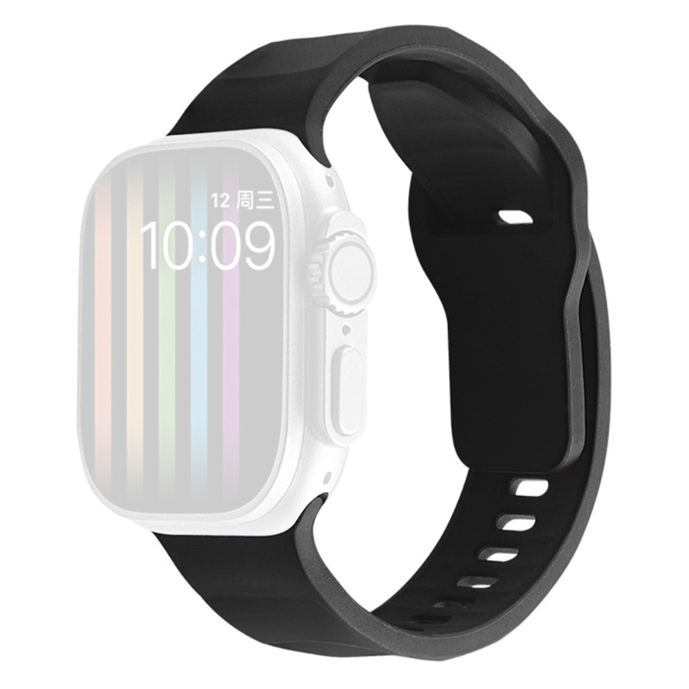 Apple Watch Series 9 45mm / Ultra 2 wavy style silicone strap - Black#serie_7