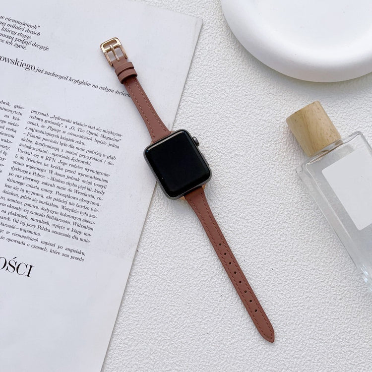 Stilren Ægte Læder Og Metal Universal Rem passer til Apple Smartwatch - Pink#serie_1