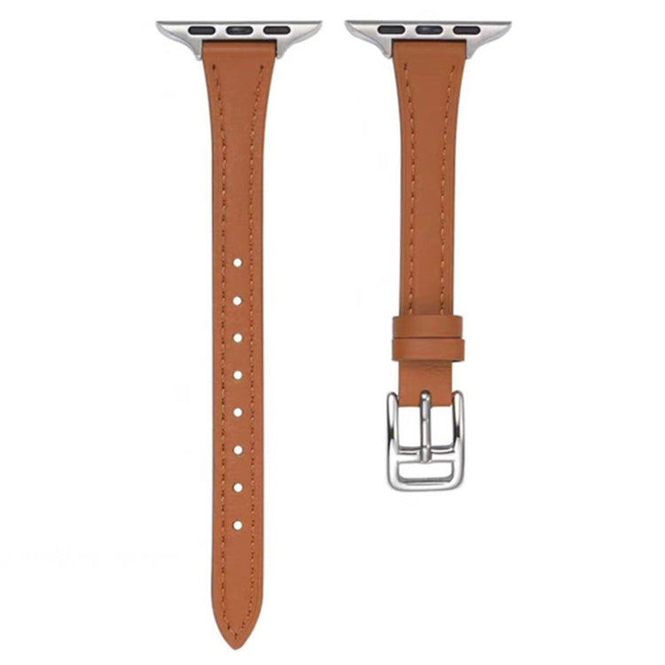 Stilren Ægte Læder Og Metal Universal Rem passer til Apple Smartwatch - Brun#serie_3
