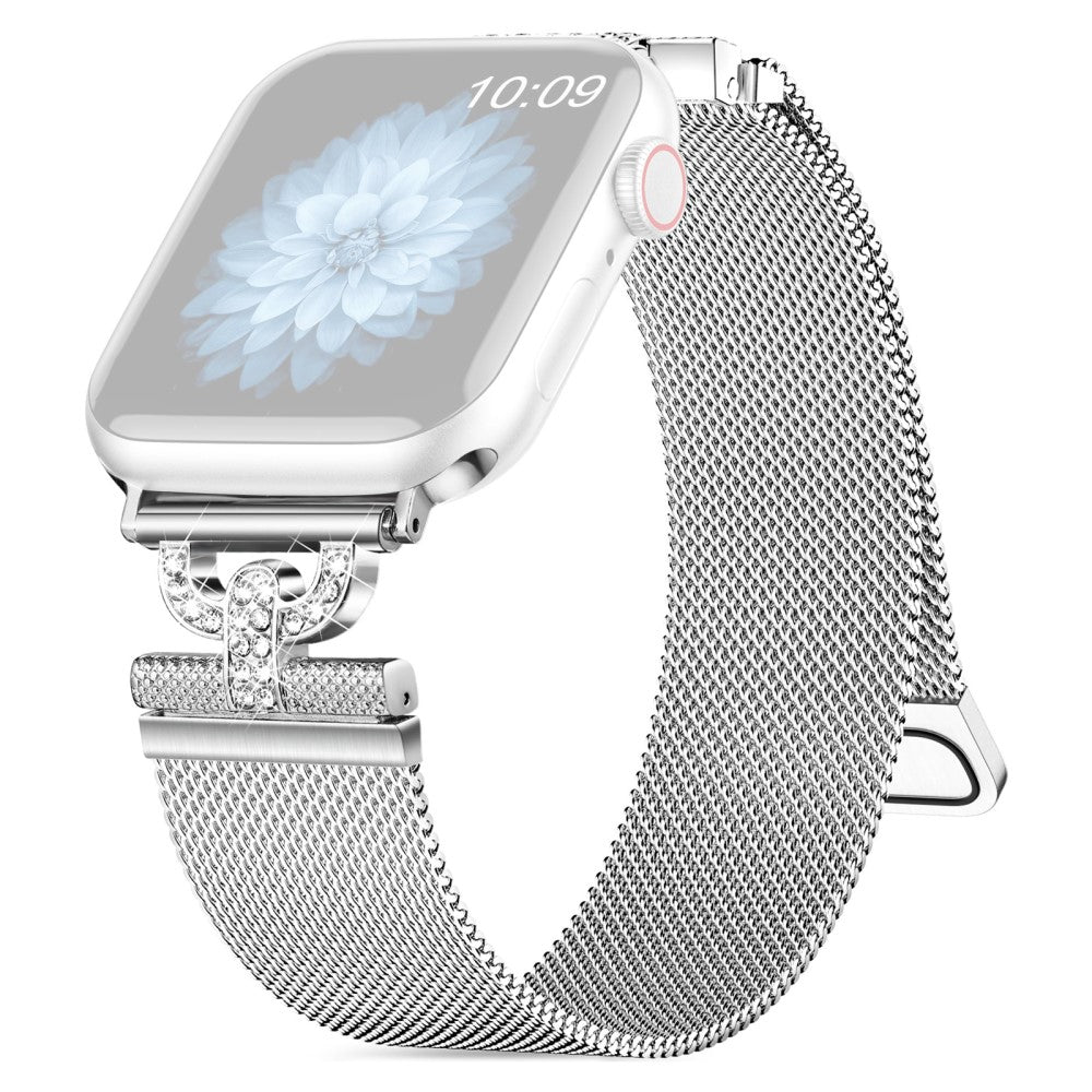 Super Fint Metal Og Rhinsten Universal Rem passer til Apple Smartwatch - Sølv#serie_015