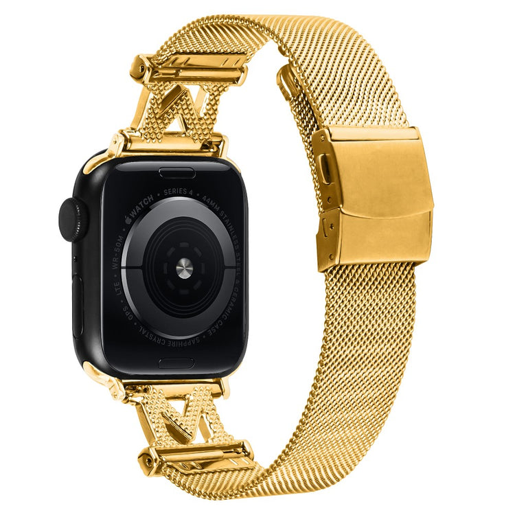 Mega Sejt Metal Og Rhinsten Universal Rem passer til Apple Smartwatch - Guld#serie_1