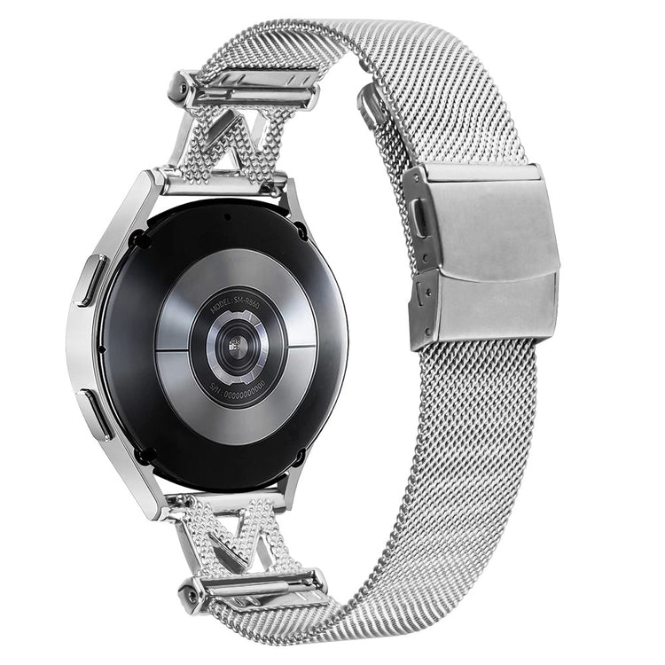 Mega Godt Metal Og Rhinsten Universal Rem passer til Smartwatch - Sølv#serie_026