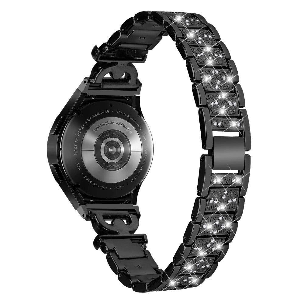 Klassisk Metal Og Rhinsten Universal Rem passer til Samsung Smartwatch - Sort#serie_2