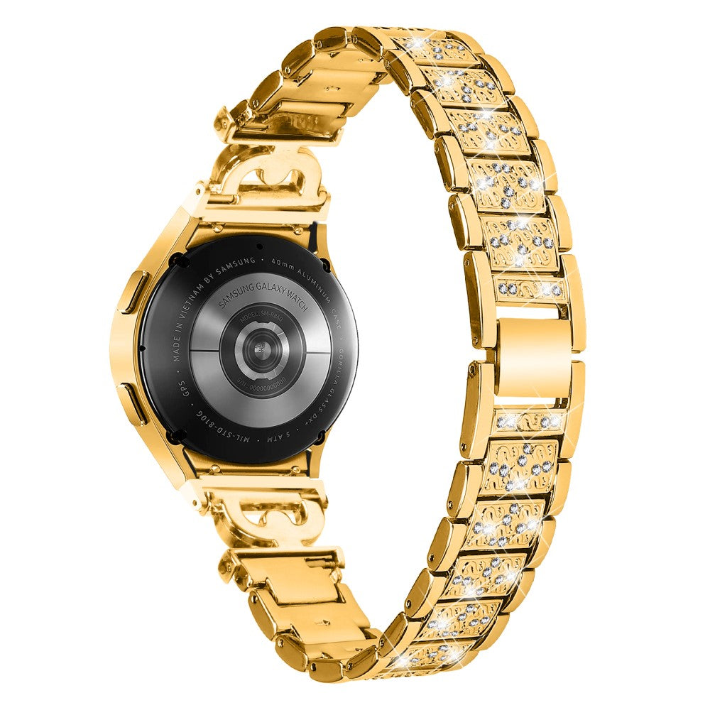 Klassisk Metal Og Rhinsten Universal Rem passer til Samsung Smartwatch - Guld#serie_3