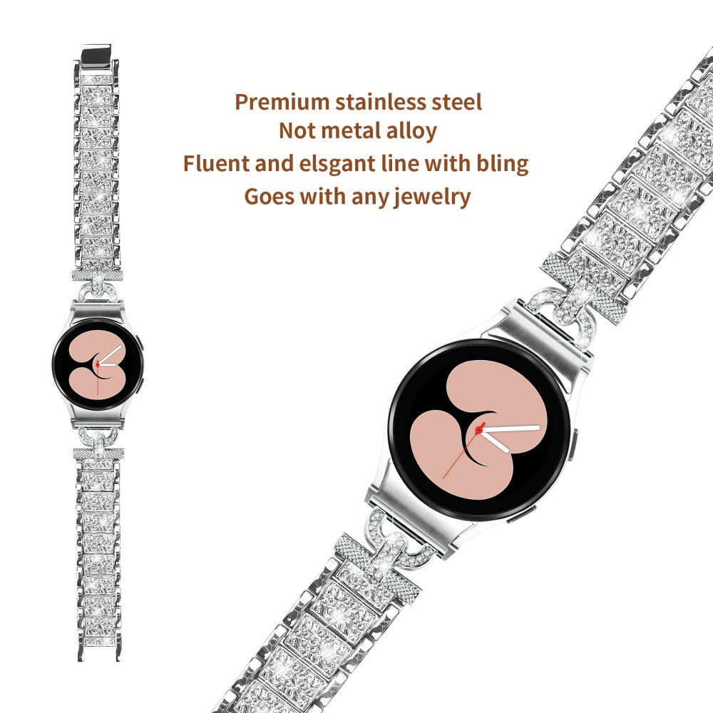 Klassisk Metal Og Rhinsten Universal Rem passer til Samsung Smartwatch - Sølv#serie_5