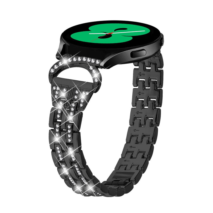 Stilfuld Metal Og Rhinsten Universal Rem passer til Samsung Smartwatch - Sort#serie_1