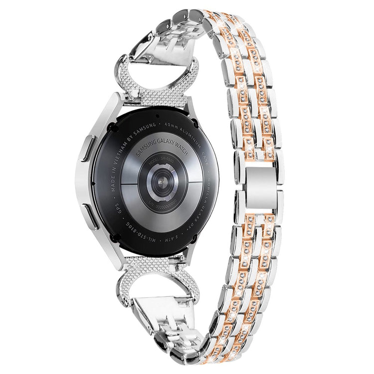 Stilfuld Metal Og Rhinsten Universal Rem passer til Samsung Smartwatch - Sølv#serie_3