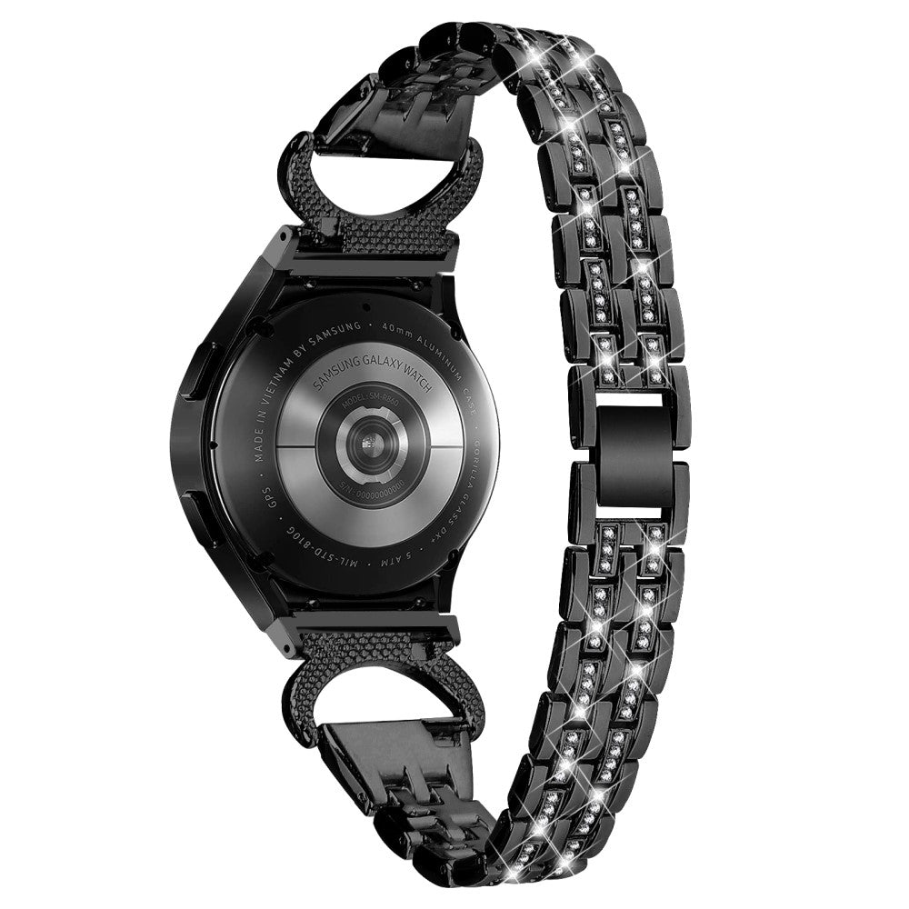 Fint Metal Og Rhinsten Universal Rem passer til Samsung Smartwatch - Sort#serie_1