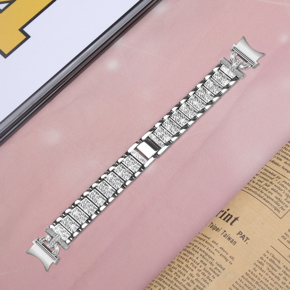 Smuk Metal Og Rhinsten Universal Rem passer til Samsung Smartwatch - Sølv#serie_1