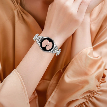 Smuk Metal Og Rhinsten Universal Rem passer til Samsung Smartwatch - Sølv#serie_1
