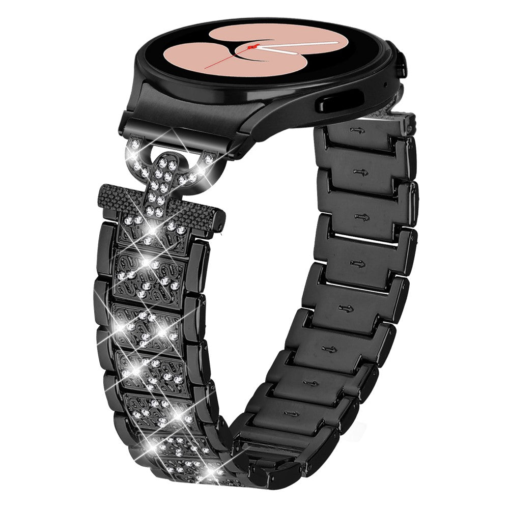 Smuk Metal Og Rhinsten Universal Rem passer til Samsung Smartwatch - Sort#serie_2