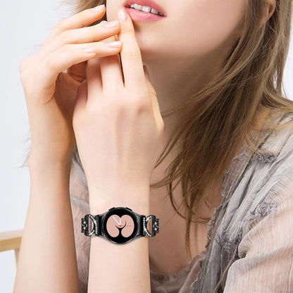Smuk Metal Og Rhinsten Universal Rem passer til Samsung Smartwatch - Sort#serie_2